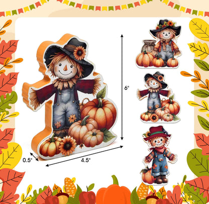 Gift Boutique Thanksgiving Scarecrow Wooden Decor Set of 3 Fall Tiered Tray Autumn Table Centerpiece Wood Standing Signs for Halloween Home Decoration