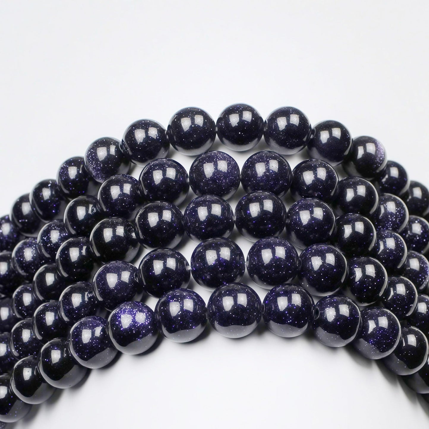 MJDCB Natural Stone Beads Blue Sand Stone Round Loose Beads for Jewelry Making DIY Bracelet Necklace (8mm)