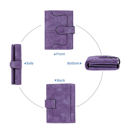 Cynure Women's Leather Bifold Credit Card Wallet Short Compact Wallet with Zipper Pocket, purple