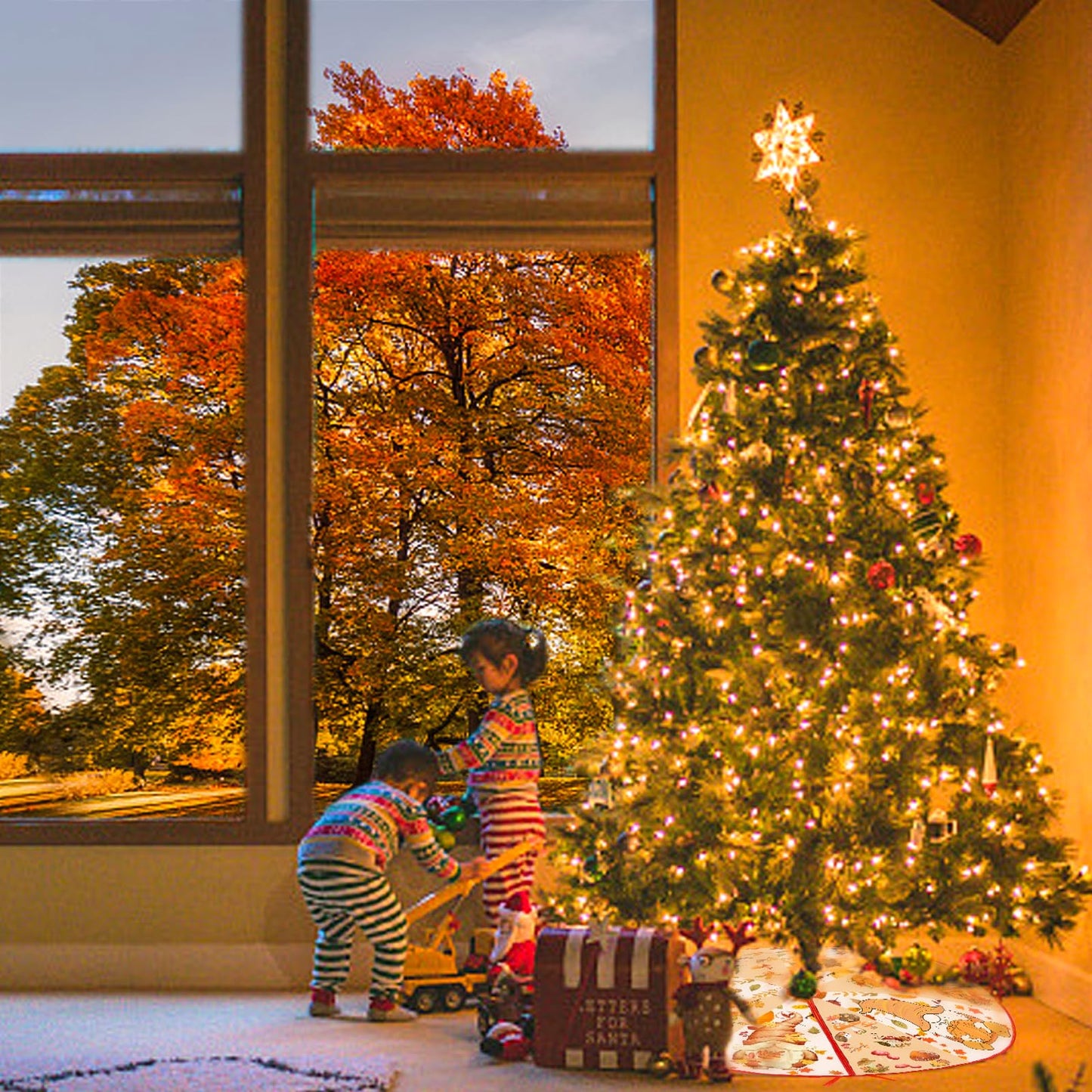 Sozize Fall Halloween Tree Skirt 36 Inch Reversible Thanksgiving Day Double Sided Print Mat Christmas Party Supplies for Home Tabletop Trees Holiday Decoration