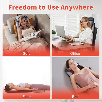 Shiatu Back Massager with Heat, Kneading Rolling Vibration Chair Massager for Deep Tissue Pain Relief, Massage Chair Pad for Home & Office, Ideal Gift for Dad & Mom