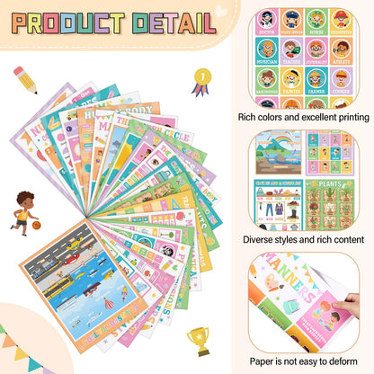 Ireer 28 Pcs Smart Pastel Educational Posters English Learning Poster for Kids Educational Learning Chart for Classroom Decoration Alphabet Kindergarten Preschool Back to School Supplies