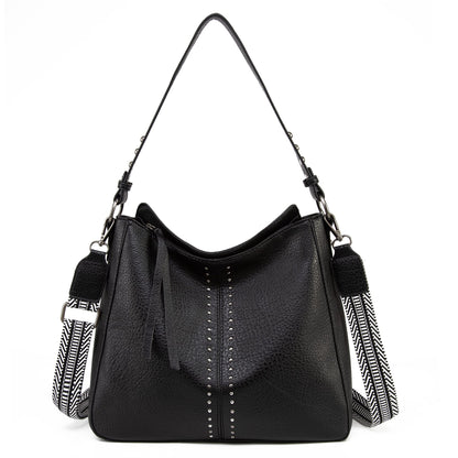 Montana West Hobo Bag for Women Designer Purses and Handbags Shoulder Bags with Guitar Strap,MWC-HB-128-1-BK