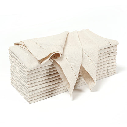 Hausattire Cloth Dinner Napkin Flax Fall Hemstitched Mitered Corner 20x20 Inch Natural Easter Basket Decor Soft Durable Table Linen Napkins Ideal, Cocktail Parties