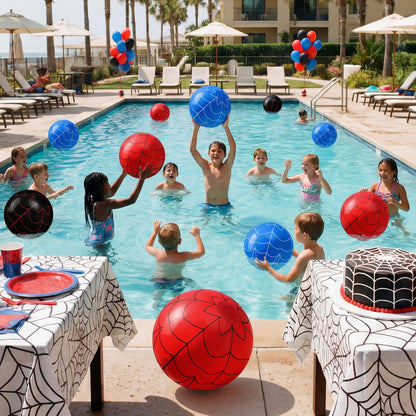 Sotiff 12 Pack 12" Large Spider Web Themed Beach Ball for Kids Birthday Bulk Inflatable Pool Balls for Boys Girls Summer Beach Swimming Pool Birthday Graduation Party Supplies Decoration