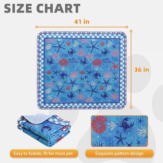 KOOLTAIL Summer Washable Pee Pads for Dogs, 2 Pack Super Absorbent Reusable Puppy Training Pads Waterproof, Nonslip & Leak-Proof Dog Pee Pads,Large Pet Mats Whelping Pads for Floor,Crate,Couch,36"x41"