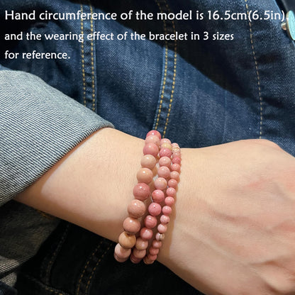 CHCCOYE 4mm Natural Healing Gemstone Bracelet Handmade Yoga Stretch Elastic Bracelet Stress Relief Crystal Jewelry for Men and Women (4mm, Rhodochrosite)