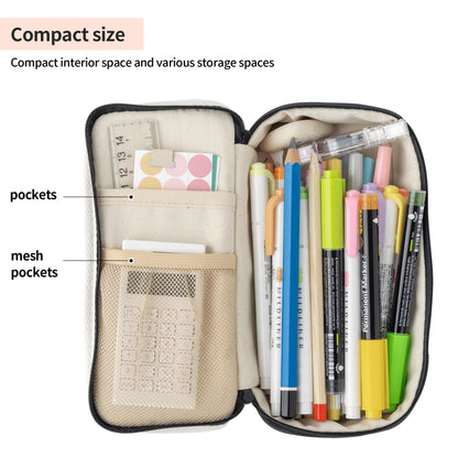 brunch brother Poodle Black Pencil Case with Ample Storage, Embroidery Design Pencil Pouch for Students, Simple Design Stationery Organizer
