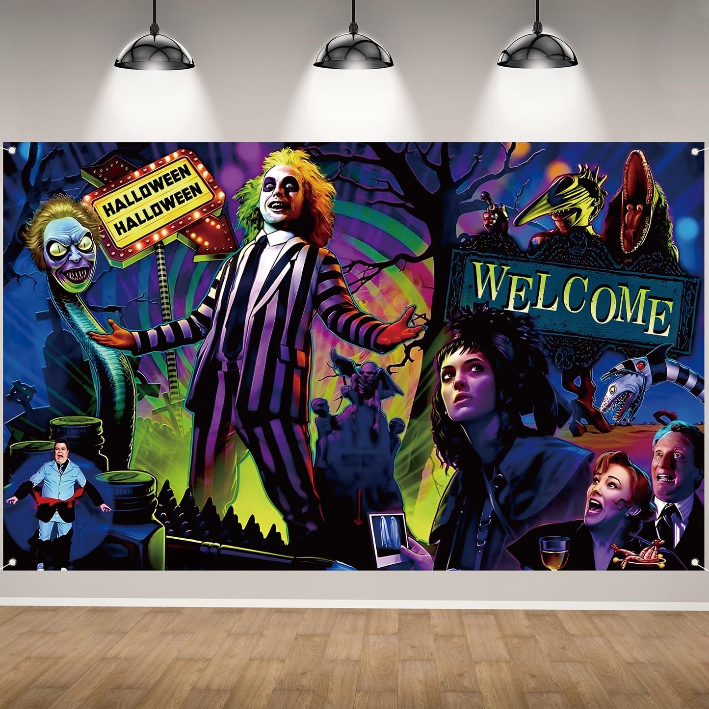 Happy Birthday Photo Backdrop Halloween Wall Banner Halloween Party Decorations and Supplies for Home