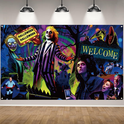 Happy Birthday Photo Backdrop Halloween Wall Banner Halloween Party Decorations and Supplies for Home