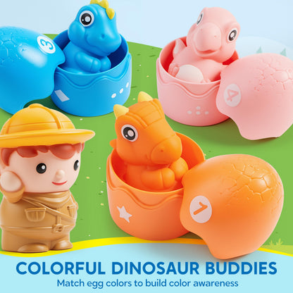 Play-Act Learning Toy for Toddlers 1 2 3 Years Old, Counting, Matching & Sorting Montessori Learning Dinosaur Train Including 9 Dinosaurs, Birthday Gift for Baby Boys Girls