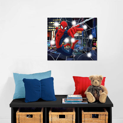 Idea Nuova Spider-Man LED Canvas Wall Art, Children's Home Décor, Bedroom, Spiderman / Blue, 11.50" x 15.75"