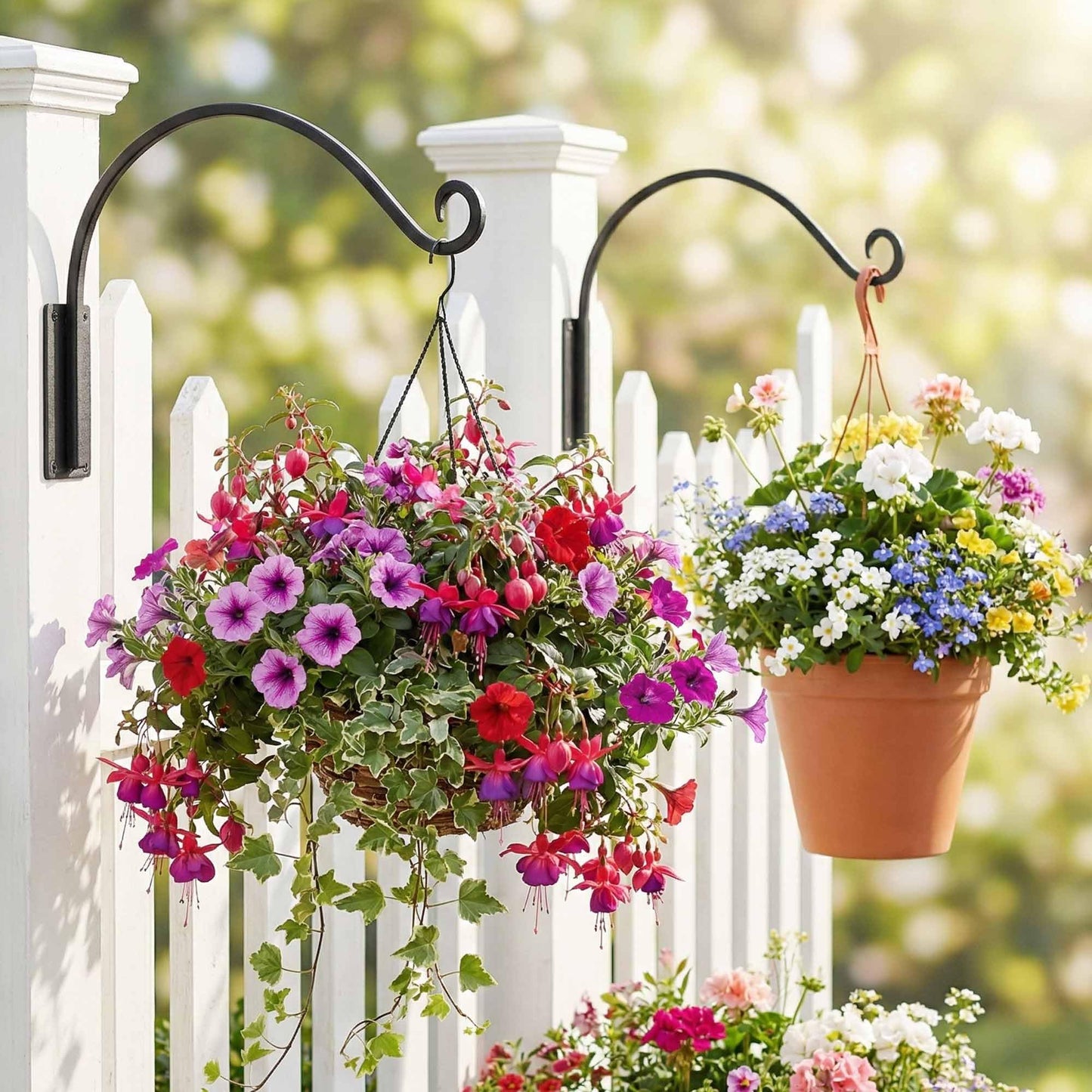 Lifyzoon Heavy Duty Plant Hanger Bracket: 2 Packs 16 Inch Metal Hanging Plant Bracket, 80lbs Weight Capacity - Hanging Plant Wall Hooks for Bird Feeder, Wind Chimes, Flower Baskets, Indoor Outdoor