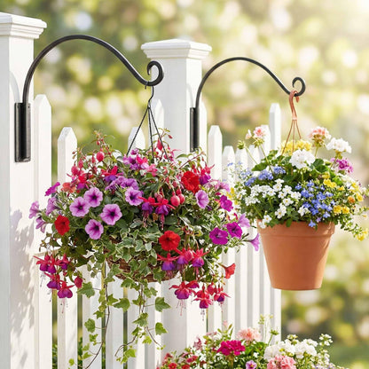 Lifyzoon Heavy Duty Plant Hanger Bracket: 2 Packs 16 Inch Metal Hanging Plant Bracket, 80lbs Weight Capacity - Hanging Plant Wall Hooks for Bird Feeder, Wind Chimes, Flower Baskets, Indoor Outdoor