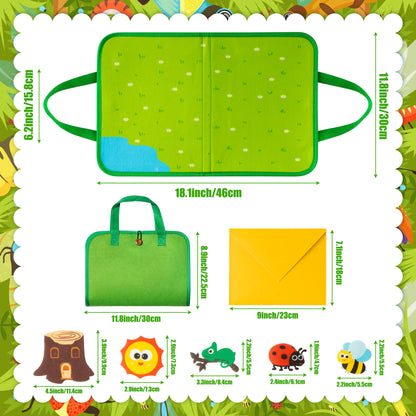 WATINC Travel Felt Board Story Set - 25PCS Portable Felt Board Educational Birthday Gift for Boys & Girls, Themed Storytelling Preschool Early Learning Interactive Play Kit for Toddlers (Insect)