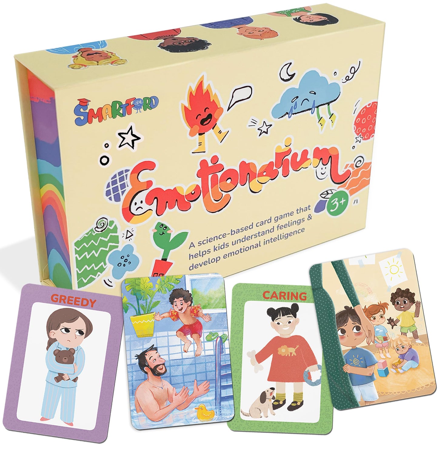 Emotionarium 80-Card Emotion & Feelings Game for Kids Ages 3-10 – Scientist-Designed – Emotional Intelligence, Social Skills, Empathy & Self-Regulation – Conversation Cards (40 Emotions + 40 Scenes)