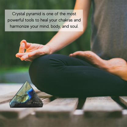 Amazing Gemstone Labradorite Pyramid Crystal Healing Stones - 1" Great Pyramid Figurine of Natural Stone Pyramid for Meditation, Reiki, Chakra Balancing and Crystal Pyramids Grid