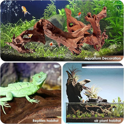 Jorewood Natural Large Aquarium Driftwood for Fish Tanks & Reptile Terrariums – 100% Safe Fish Tank Decorations, 2-Piece 10-14 Inch Unique Twisted Branches Low Tannin, Easy to Sink