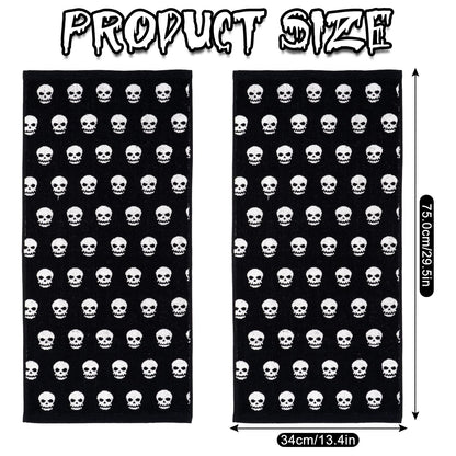 Whaline Halloween Skull Hand Towels Black White Cotton Bathroom Towel Absorbent Bath Towel for Drying Cleaning Cooking, 29.5 x 13.4 Inch, 2Pcs