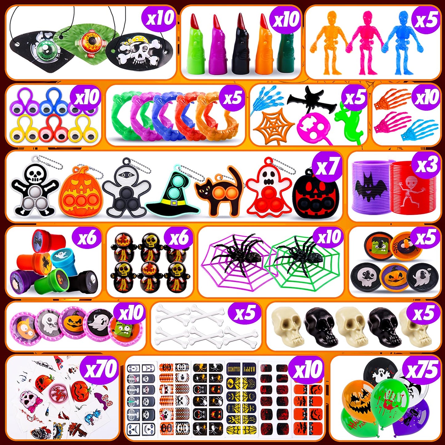 KissFree 500 PCS Halloween Party Favors for Kids, Halloween Toys Bulk, Halloween Goodie Bag Fillers, Non-Candy Treats for Kids, Classroom Prizes