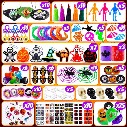 KissFree 500 PCS Halloween Party Favors for Kids, Halloween Toys Bulk, Halloween Goodie Bag Fillers, Non-Candy Treats for Kids, Classroom Prizes