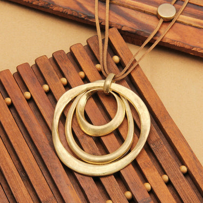joymiao Large Pendant Necklace Chunky Boho Necklaces for Women Long Brown Necklace Leather Necklaces for Women Hippie Jewelry