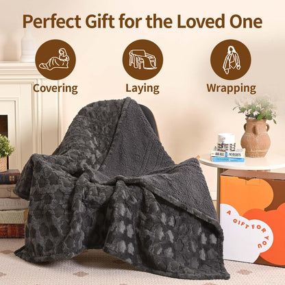Bearhug Electric Blanket King Size 100" x 90", Dual Controller Heated Blanket, White Flower Patterns Faux Fur & Warm Sherpa, 10-Heat Levels & 1-12H Auto Off,ETL, Machine Washable