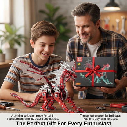 3D Metal Dragon Model Kit for Adults, Mechanical Pterosaur Puzzle, DIY Assembly Steel Model, Challenging Building Kit, Unique Gift for Men Desk Decor