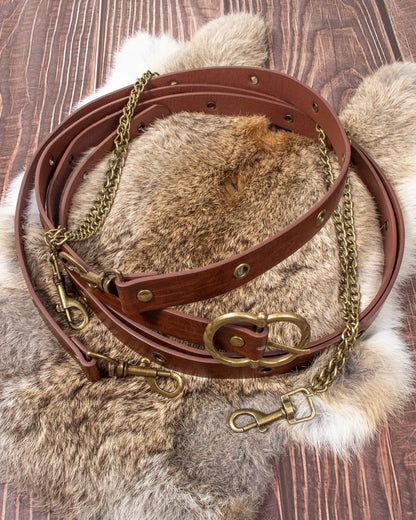 SUMGOGO Skirt Hikes Detachable Keyring Hook Strap Retro Medieval Waist Belt Accessory Casual Renaissance Cosplay Costume (Chain-Brown)