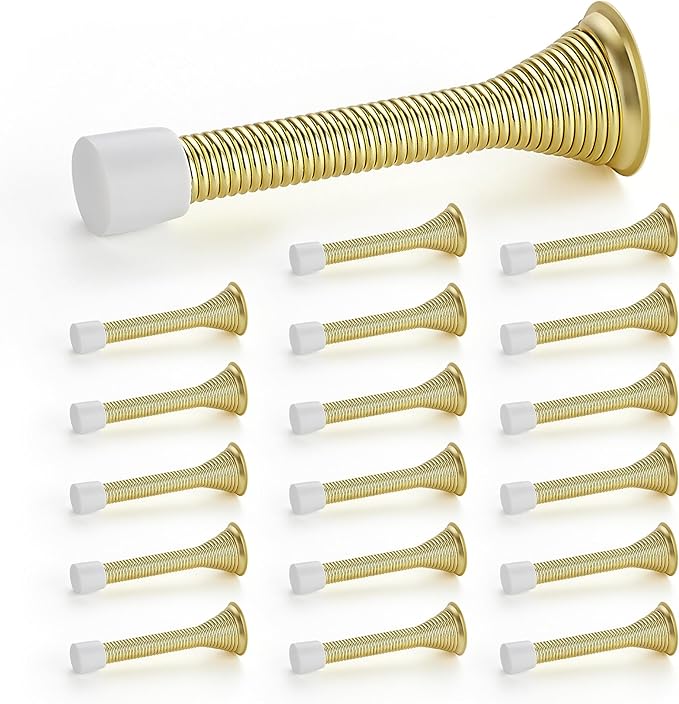 Ravinte Door Stoppers, 18 Pack Gold Spring Door Stops with Rubber Bumper, Door Stoppers for Bottom of Door