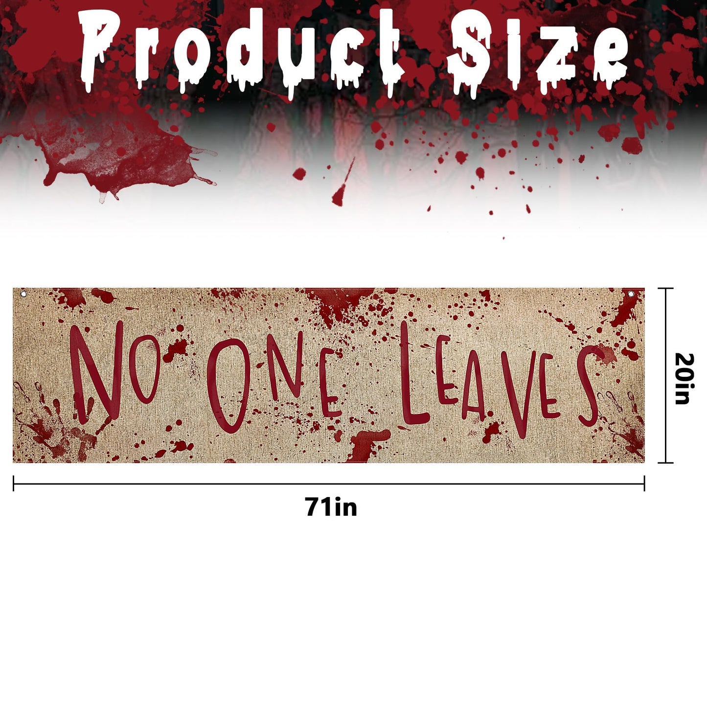 Watayo 71" x 20" Halloween Bloody Banner Yard Sign- Burlap Horror No One Leaves Banner- Scary Halloween Banner Backdrop Decoration for Haunted House Yard Outdoor Fence Garden Parties Decor