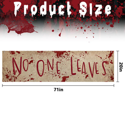 Watayo 71" x 20" Halloween Bloody Banner Yard Sign- Burlap Horror No One Leaves Banner- Scary Halloween Banner Backdrop Decoration for Haunted House Yard Outdoor Fence Garden Parties Decor