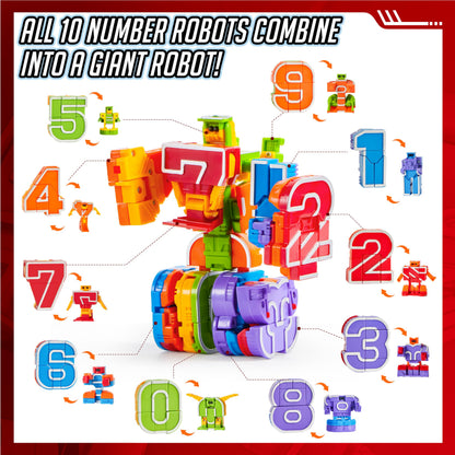 JOYIN 10 Pcs Number Robots Educational Toys, Number Robots, Action Figure Learning Toys, Easter Basket Stuffers, Birthday Gifts for Kids Boys Girls 3 4 5 6 Years Old