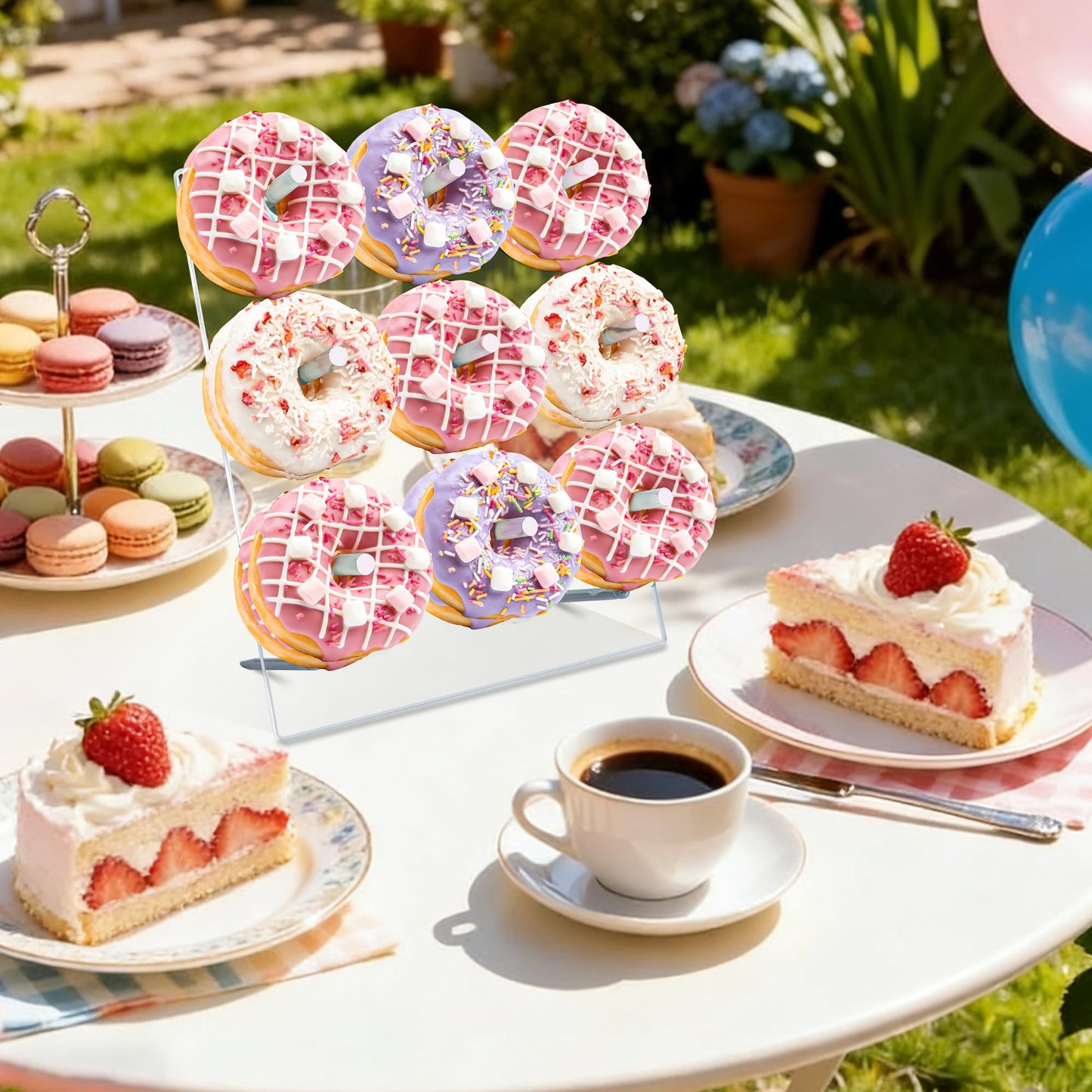 RLHDIS Donut Stand, 2 Pack Acrylic Donut Wall Display Stand, Clear Bagels Holder for Party, Wedding Birthday Events Baby Shower (2 Pack)
