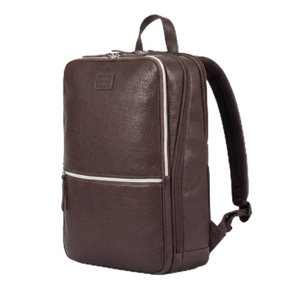LEATHER VILLAGE Leather Laptop Backpack for Men | Chocolate Brown | Slim Professional Business Bag Fits 15.6”-Laptop | Water-Repellent Work & Travel Daypack with Trolley Strap