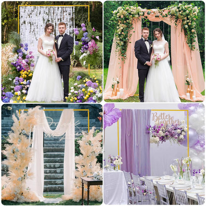 Wokceer Backdrop Stand Square Wedding Arch 6.6FT x 5.2FT Gold Metal Balloon Arch Backdrop Stand for Wedding Ceremony Birthday Party Baby Shower Photo Booth Background Decor