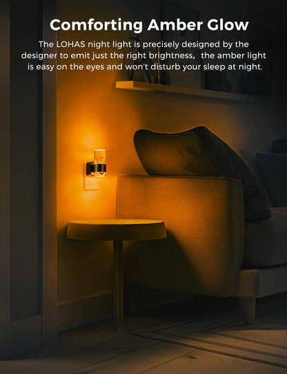 L LOHAS LED Night Light,Dimmable Night Lights Plug into Wall, 2 Pack Acrylic Nightlights with 0-100 LM Adjustable Brightness, 3000K Plug in Night Light with Dusk to Dawn Sensor, for Bathroom Hallway