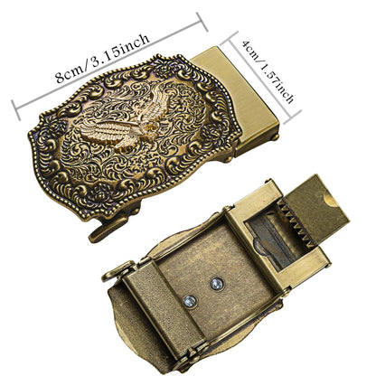Dubulle Western Ratchet Belt Buckle Only 40mm Replacement Automatic Buckle Fits 1 3/8" Strap for Cowboy Business Dress