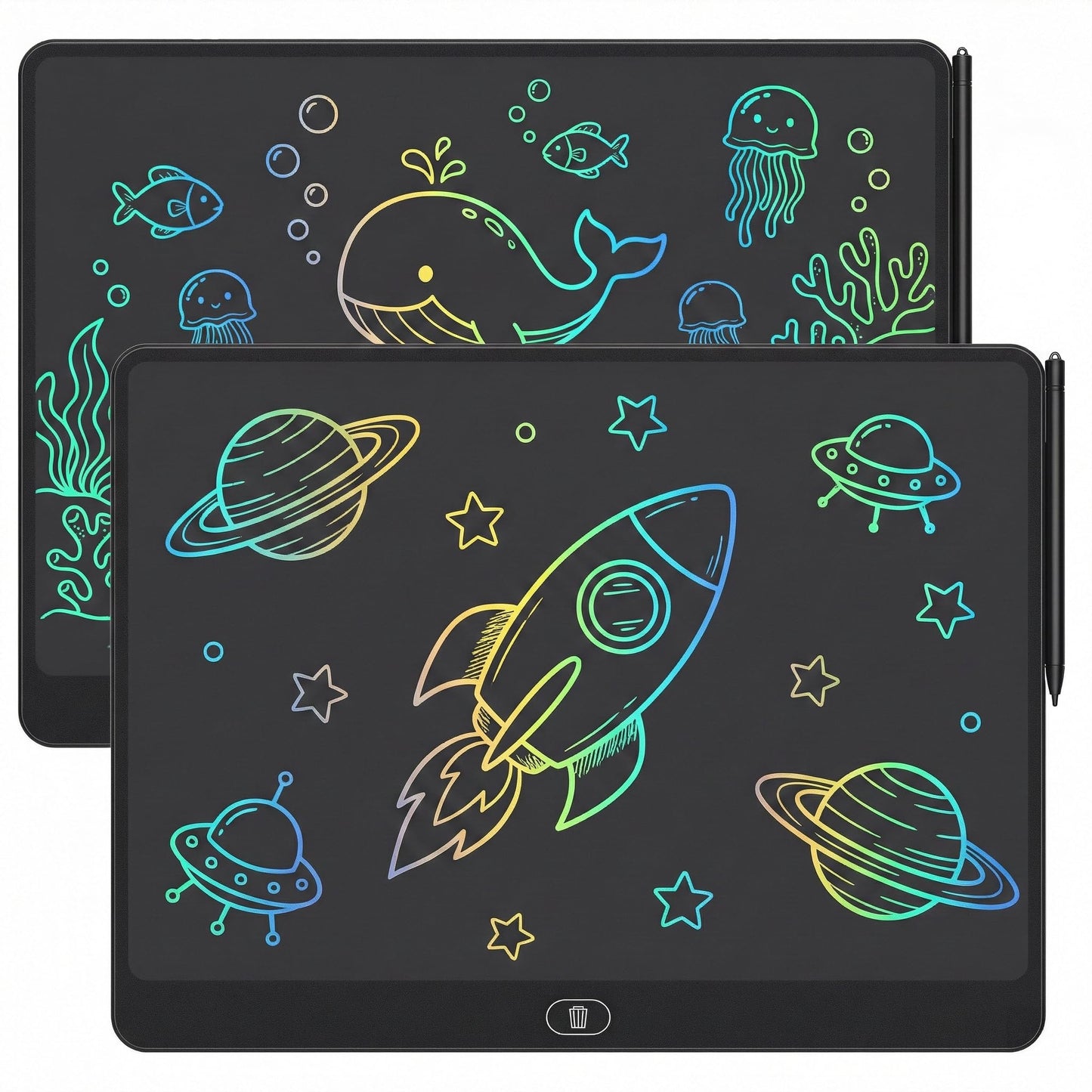 16 Inch LCD Writing Tablet 2 Pack, Large Electronic Notepad for Adults, Reusable Digital Memo Board for Office Desk and Meetings, Erasable Paper Tablet, Battery Operated (Black)