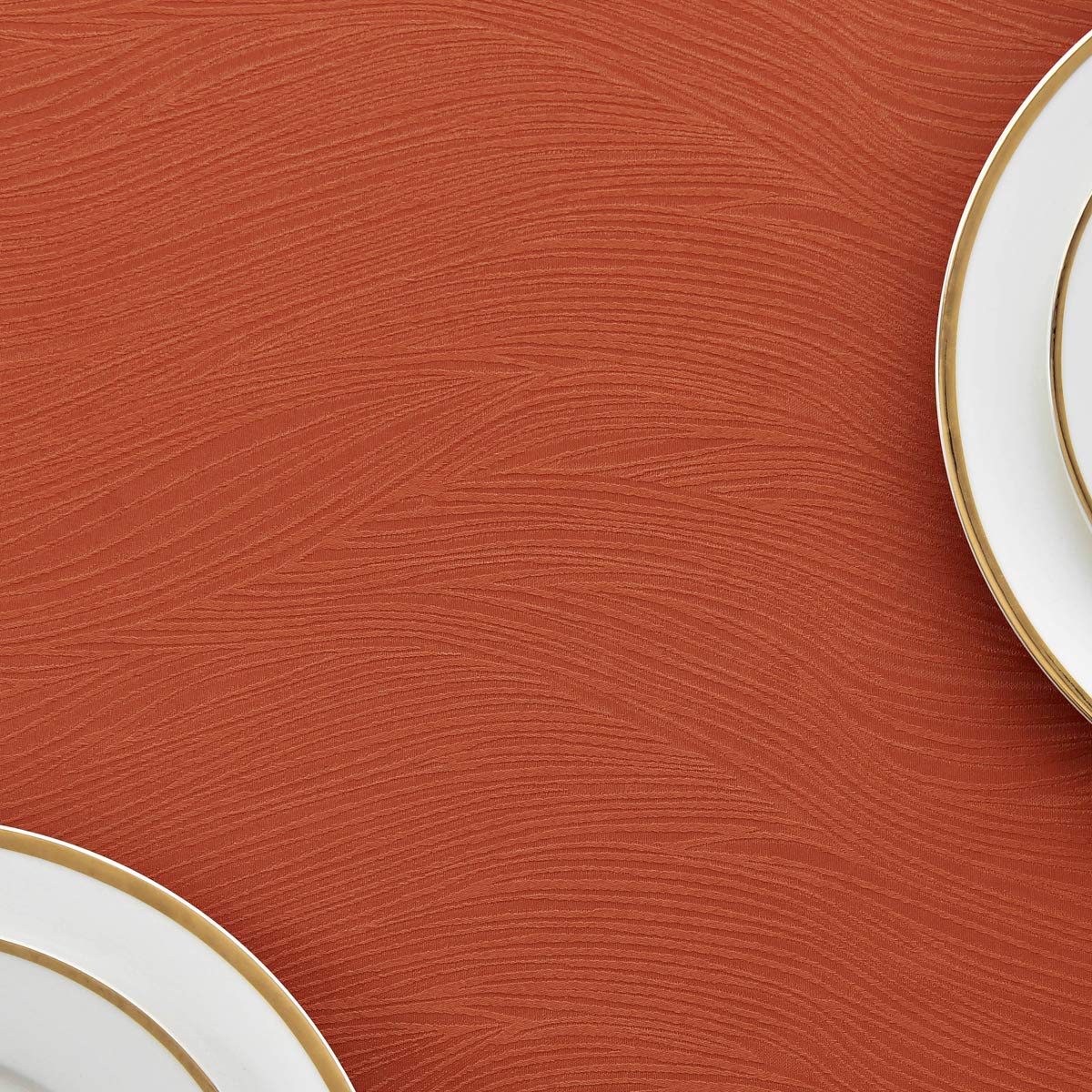 maxmill Jacquard Tablecloth Swirl Design Spillproof Wrinkle Free Heavy Weight Soft Table Cloth Halloween Decorative Fabric Table Cover for Fall Harvest Thanksgiving Dinner, Square 52 x 52 Inch Rust