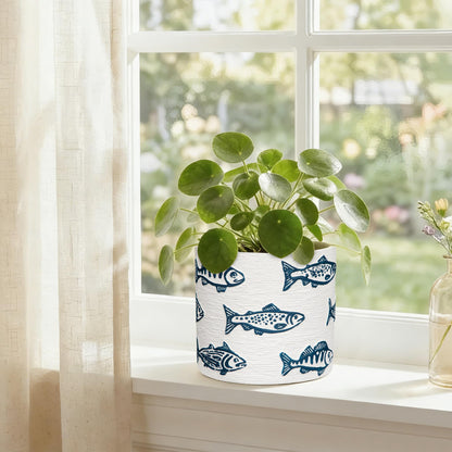 Nature Crafted Ceramic Plant Pots, 5.5 Inch Planter Pot with Drainage Hole, Shell Fish Patterns Ceramic Planters Flower Pot for Indoor Home Succulent Flower Orchid Plants, Set of 2
