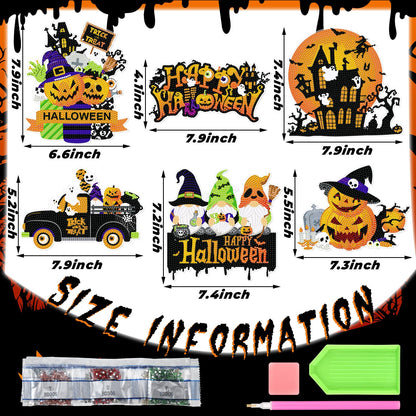 Zonon 6 Pcs Fall Diamond Art Kits Hanging Sign Decor 5d Autumn Diamond Painting for Adults DIY Art Craft Welcome Sign Flower Pumpkin Boots Gnomes Truck Ornament for Thanksgiving Wall Window Door Decor