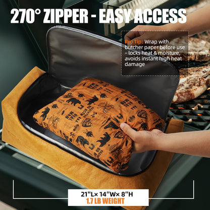 270° Opening BBQ Blanket for Resting Meat, Insulated Leak-Proof Meat Resting Bag for Brisket, Father's Day Birthday Gift for Men Dad Husband, Smoker Grilling Accessories for Party Kitchen Camping