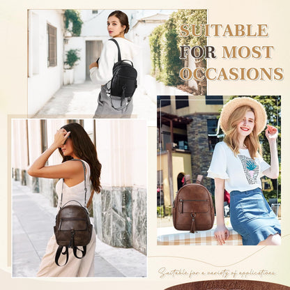 Chase Chic Mini Backpack Purse for Women, Vegan Leather Cute Small Backpack Ladies Fashion Shoulder Handbag for Travel Brown