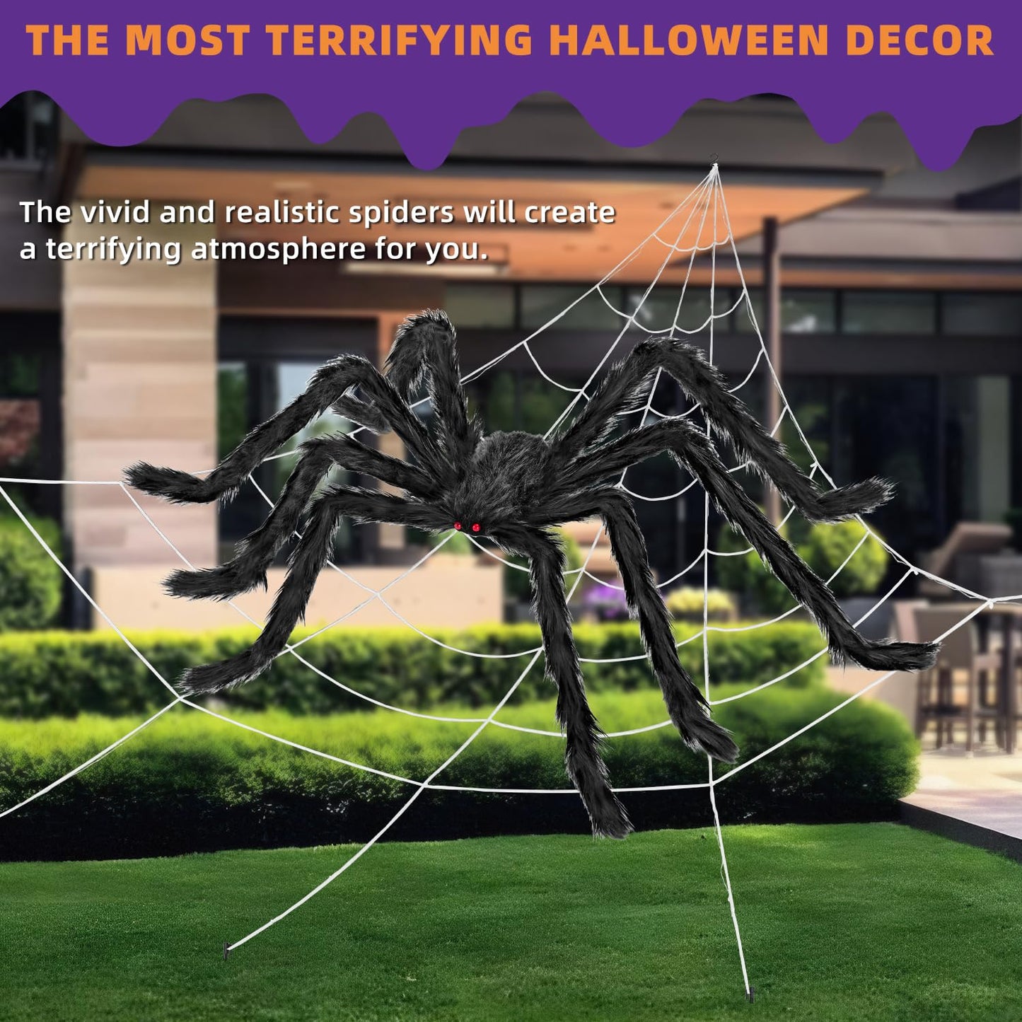 Kendane Halloween Decorations Outdoor and Indoor,200" Halloween Spider Web with 59" Giant Spider,Scary Party Decorations for Yard,House Decor.