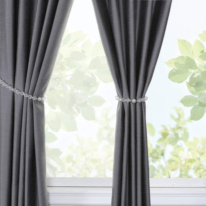 Central Park 2 Pack Curtain Tiebacks Crystal Bead Magnetic 13 Inches Long Durable Tie Backs Drapery Holdbacks Holder for Window Curtain Panels, Drapes, Home Decor, Clear