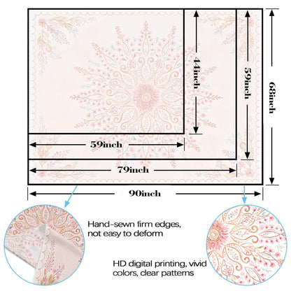 Lunerfex Floral Mandala Tapestry Boho Tapestry for Bedroom Pink Tapestries Wall Hanging Living Room Wall Art and Home Decor 70x90