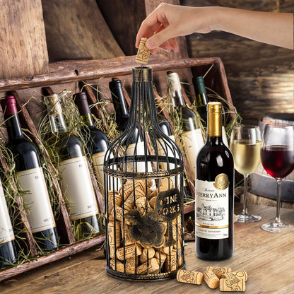 ZOOFOX Metal Wine Cork Holder, Big Metal Vino Cork Container, Decorative Tabletop Cork Storage Gift for Wine Lovers