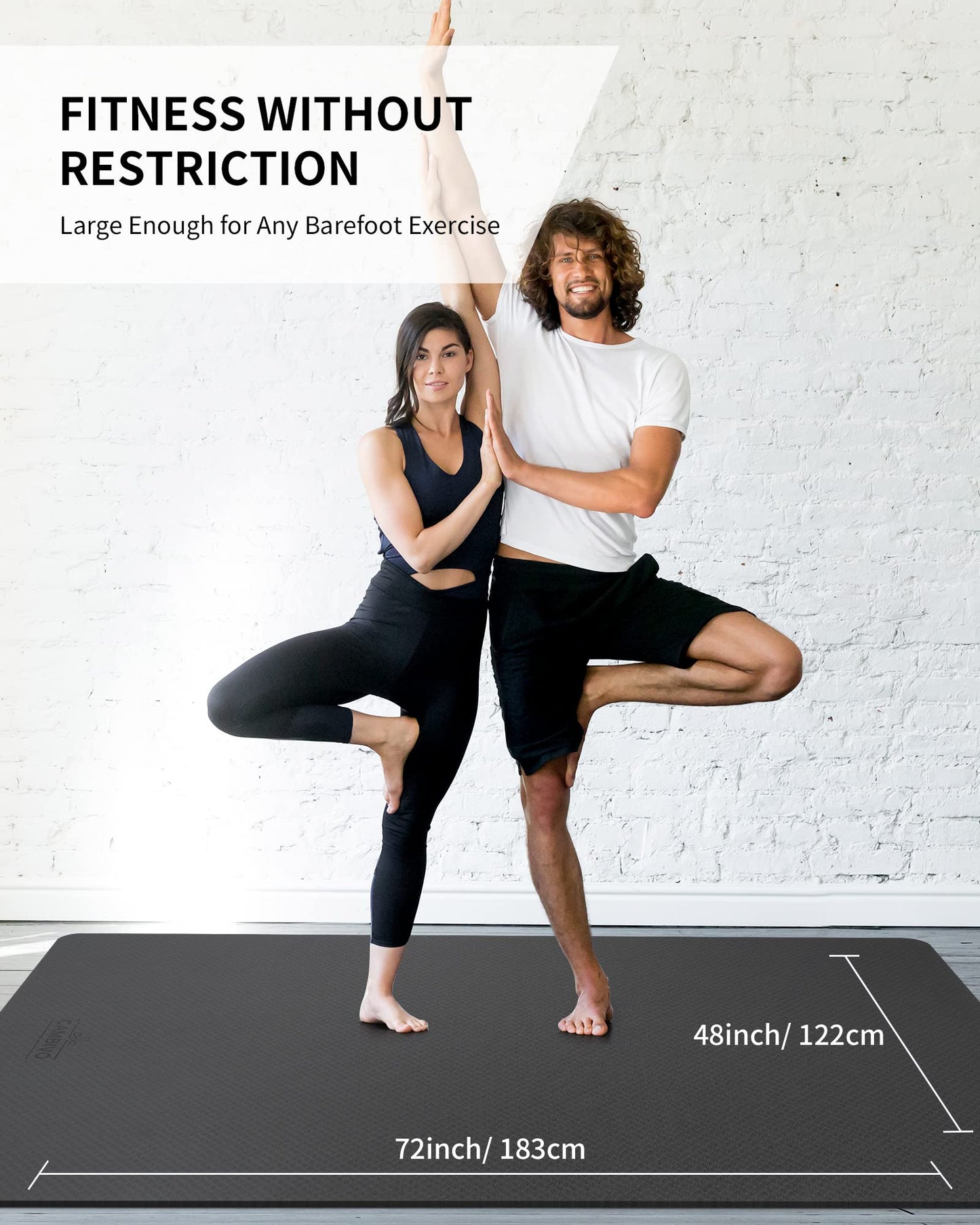CAMBIVO Large Yoga Mat for Men and Women 1/3 & 1/4 Inch Thick, 72" x 48" Extra Wide Workout Mat, Exercise Fitness TPE Mat for Home Gym, Yoga, Pilates, Workout,Stretching,Meditation (Barefoot Exercise)