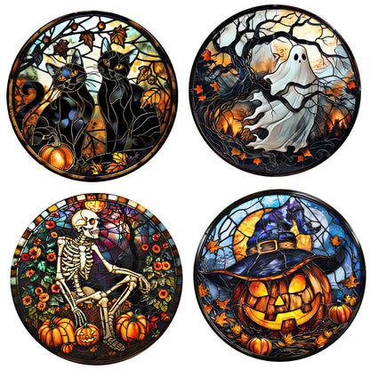 WBQMUNY 4 Styles Halloween Window Stickers,Black Cat Bat Pumpkin Witch Window Clings Decals for Halloween Party Decoration Glass Window Indoor and Outdoor Home Decor (SMJD058)